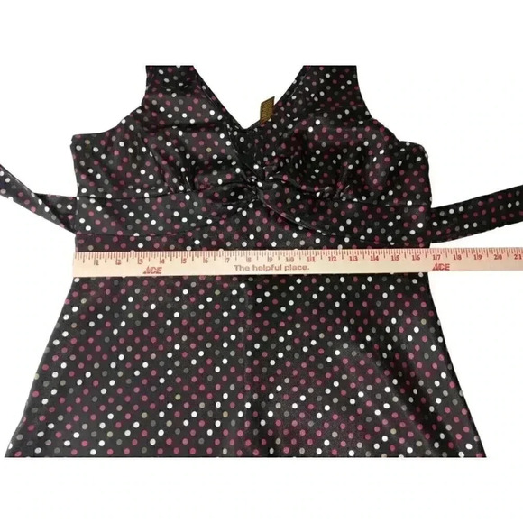 Copper Key Womens Top Multicolor Polka Dot V Neck Sleeveless Blouse Tie Large - Picture 9 of 10